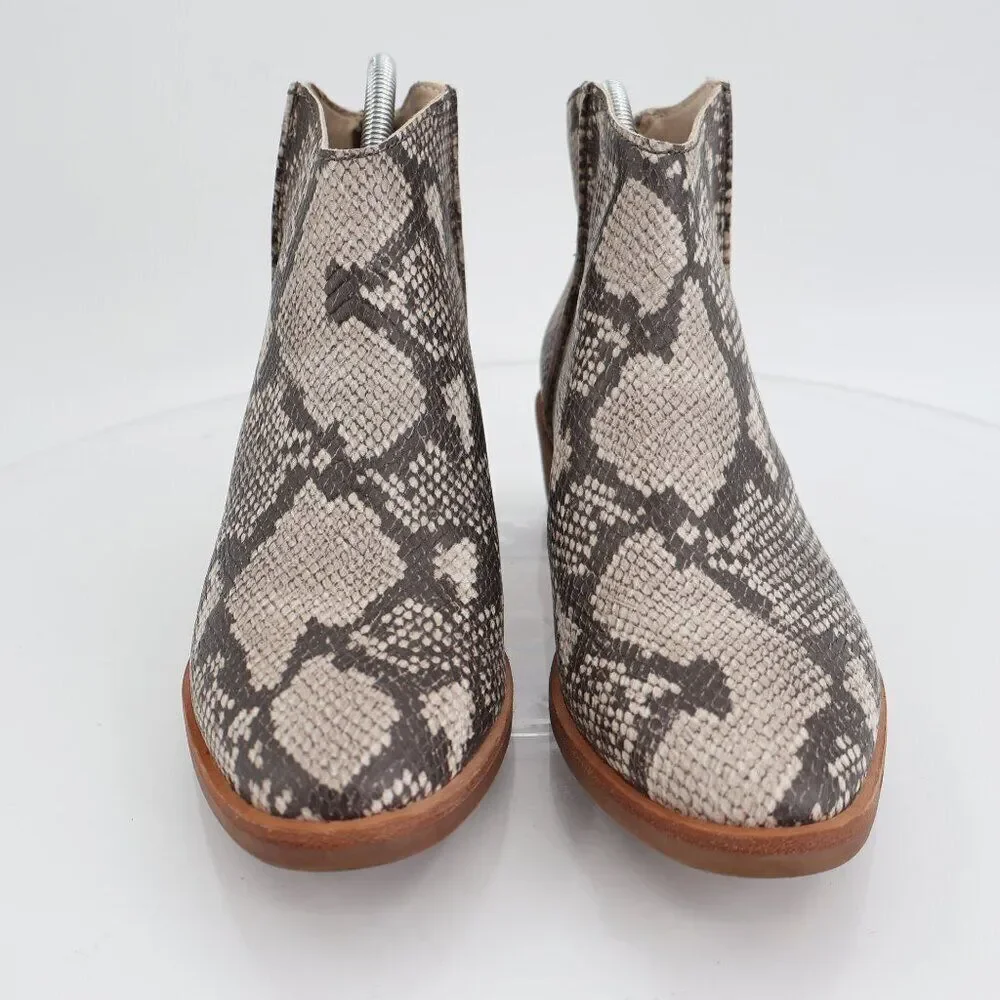 Dolce Vita Women's Tavin Boots Size 7.5 Snake Print Vegan Ankle Low Block Heel